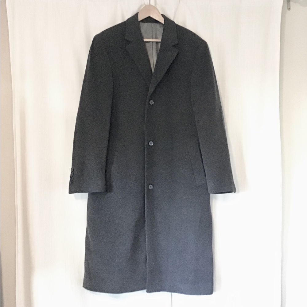 Calvin Klein Long Wool & Cashmere Coat Gray